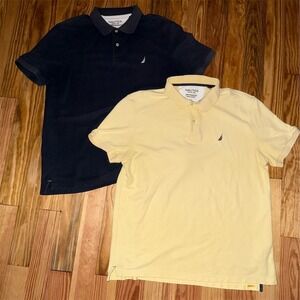 Lot of 2 Nautica Men's XL Classic Fit Polo Shirts pique performance deck shirts‎